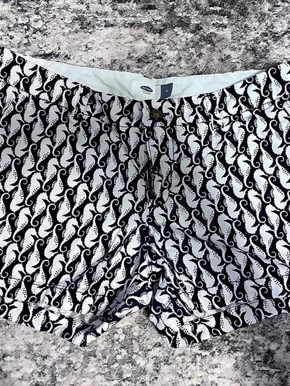 Old Navy Seahorse Print Twill Shorts Blue & White Size 10